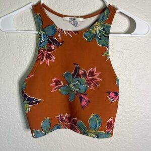Forever 21 top! Dark orange with blue, green, and pink flower designs!